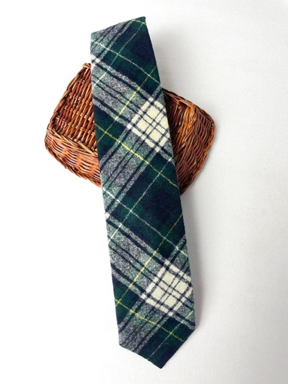 Pendleton Virgin Wool Green Plaid Tartan Necktie USA Classic Heritage Tie 57"